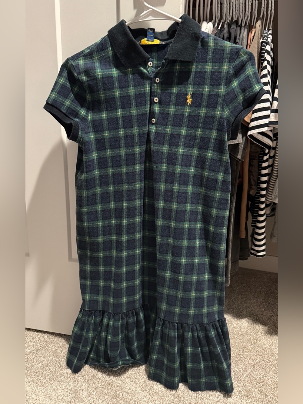 Polo by Ralph Lauren Navy and Green Plaid Polo Dress